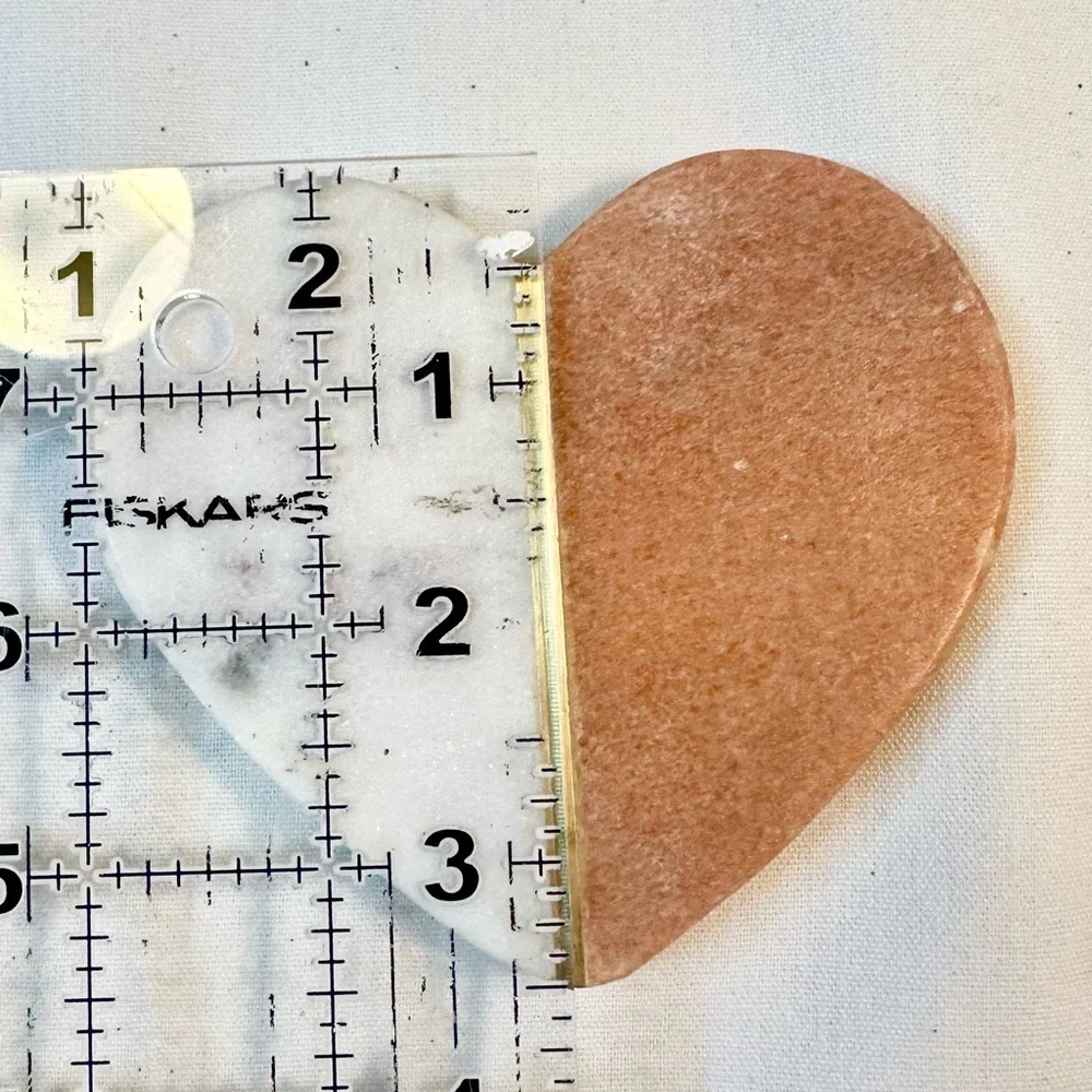 New 4 PC SET Natural Stone Orange Marble Heart Coasters With Brass Inlay - INDIA